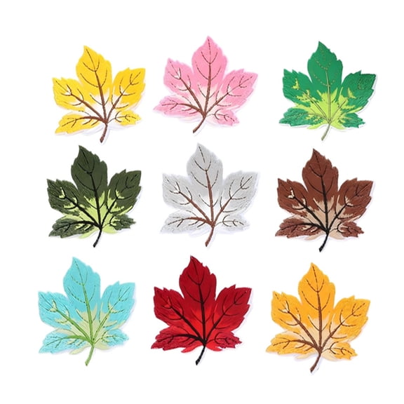 9 Pack Maple Leaf Embroidery Iron On Patches Hot Melt Adhesive Fabric Patches for Clothing Jeans Jacket Backpack Decor Mending