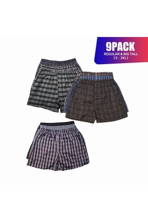 9 Pack Men's 100% Cotton Boxer Shorts Premium Cotton Random Mixed Color Pack Woven Relaxed Fit Underwear Elastic Waist Button Fly Pouch Menswear