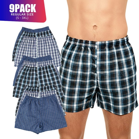 9 Pack Men's Boxer Shorts Random Mixed Color Pack Woven Relaxed Fit Boxers for Men Soft Breathable Mens High quality Underwear with Fly Pouch Elastic Waist comfortable Fabric Menswear