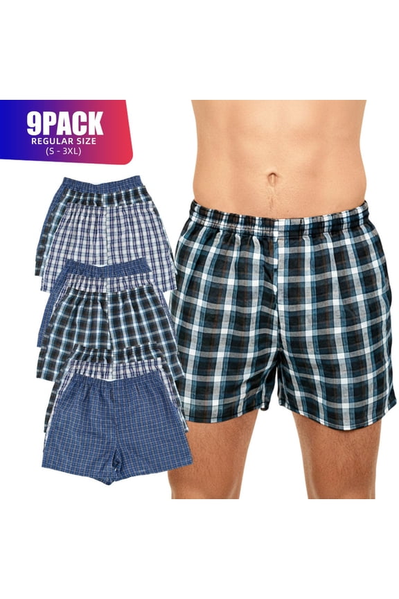 9 Pack Men's Boxer Shorts Random Mixed Color Pack Woven Relaxed Fit Boxers for Men Soft Breathable Mens High quality Underwear with Fly Pouch Elastic Waist comfortable Fabric Menswear