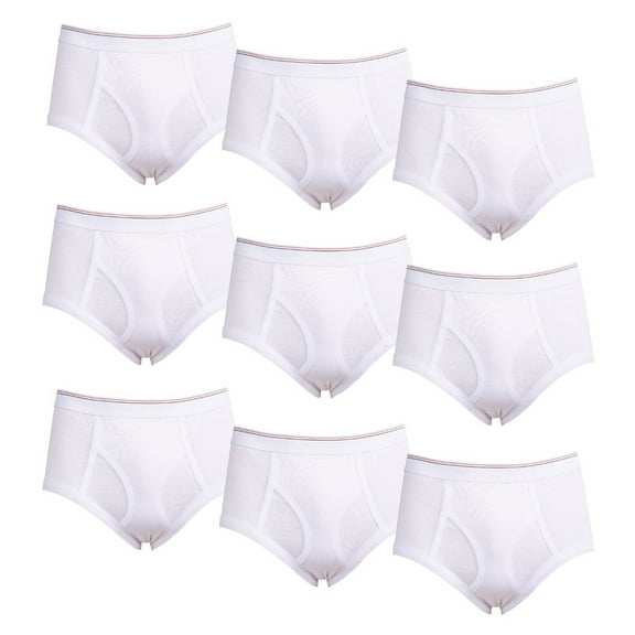 9 Pack Men's Briefs 100% Cotton Tag-Free Classics Elastic Waist Moisture Wicking Tagless Underwear S-XL Regular Big & Tall  Soft Breathable Menswear