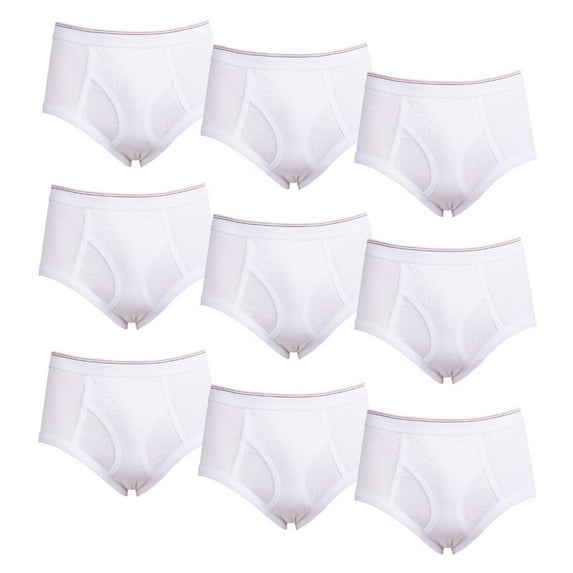 9 Pack Men's Briefs 100% Cotton Tag-Free Classics Elastic Waist Moisture Wicking Tagless Underwear S-XL Regular Big & Tall Soft Breathable Menswear