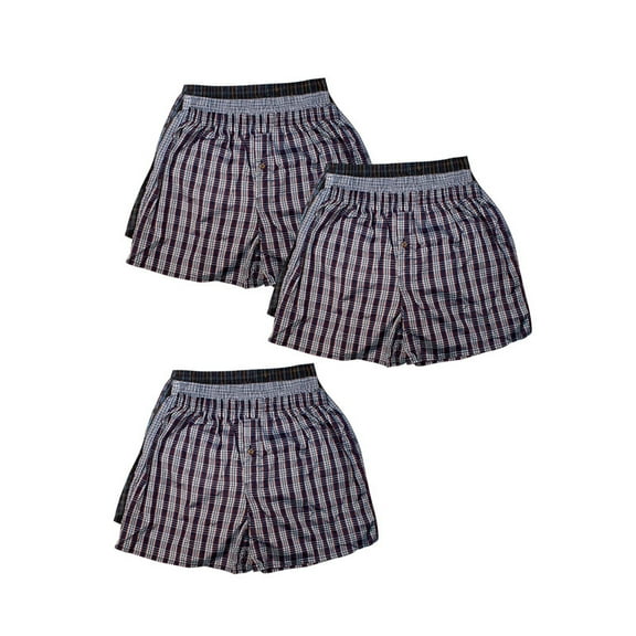 9 Pack Men's Cotton Blend Boxer Shorts Random Mixed Color Pack Woven Relaxed Fit Boxers for Men Soft Breathable Mens Underwear with Button Fly Pouch Elastic Waist Comfortable Fabric Menswear