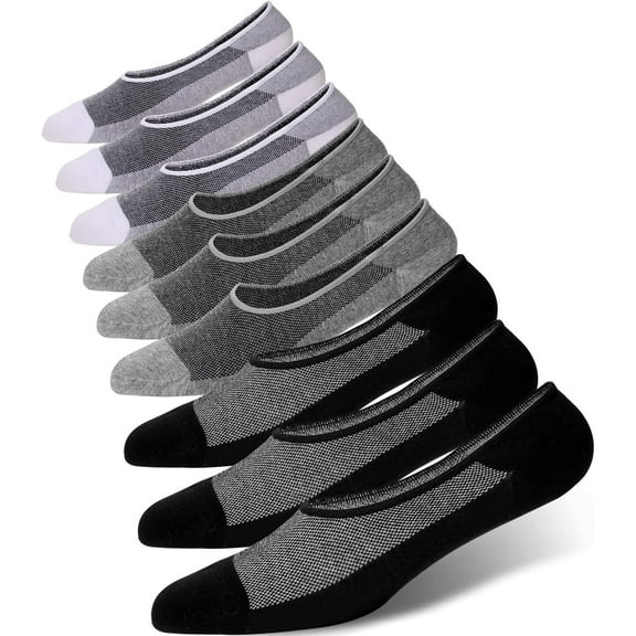 9 Pack Mens No Show Socks Casual Low Cut Thin Loafers Non Slip Boat Liners