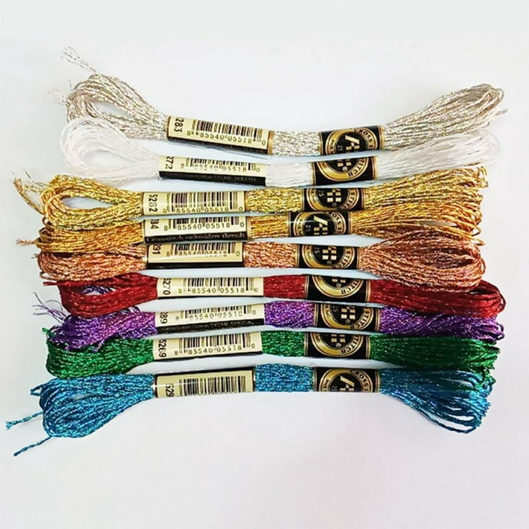 9 Pack Metallic Embroidery Skein Threads Multi-Color Embroidery Floss  Glitter Embroidery Thread Cross-Stitch Polyester Thread for Friendship  Bracelets