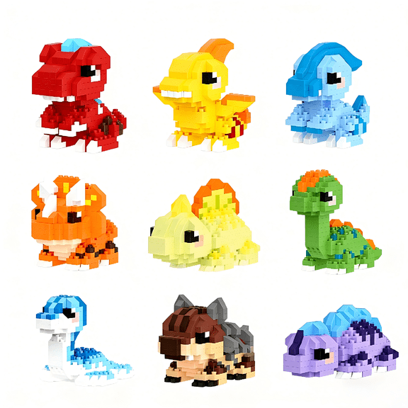 9 Pack Mini Dinosaur Building Blocks Set, Assorted Dino Micro Models, Creative Birthday Gift, Home Office Table Centerpiece