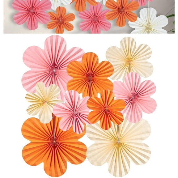 9 Pack Multicolor Paper Fans Decorations,Flower Pattern Paper Fans Garlands,Flower Cutouts Decorations for Wall,Floral Backdrop for Wedding Birthdy Party Baby Showers