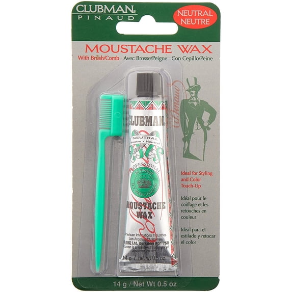 9 Pack Neutral Clubman Moustache Wax With Brush/Comb 14 g 0.5 fl oz Each