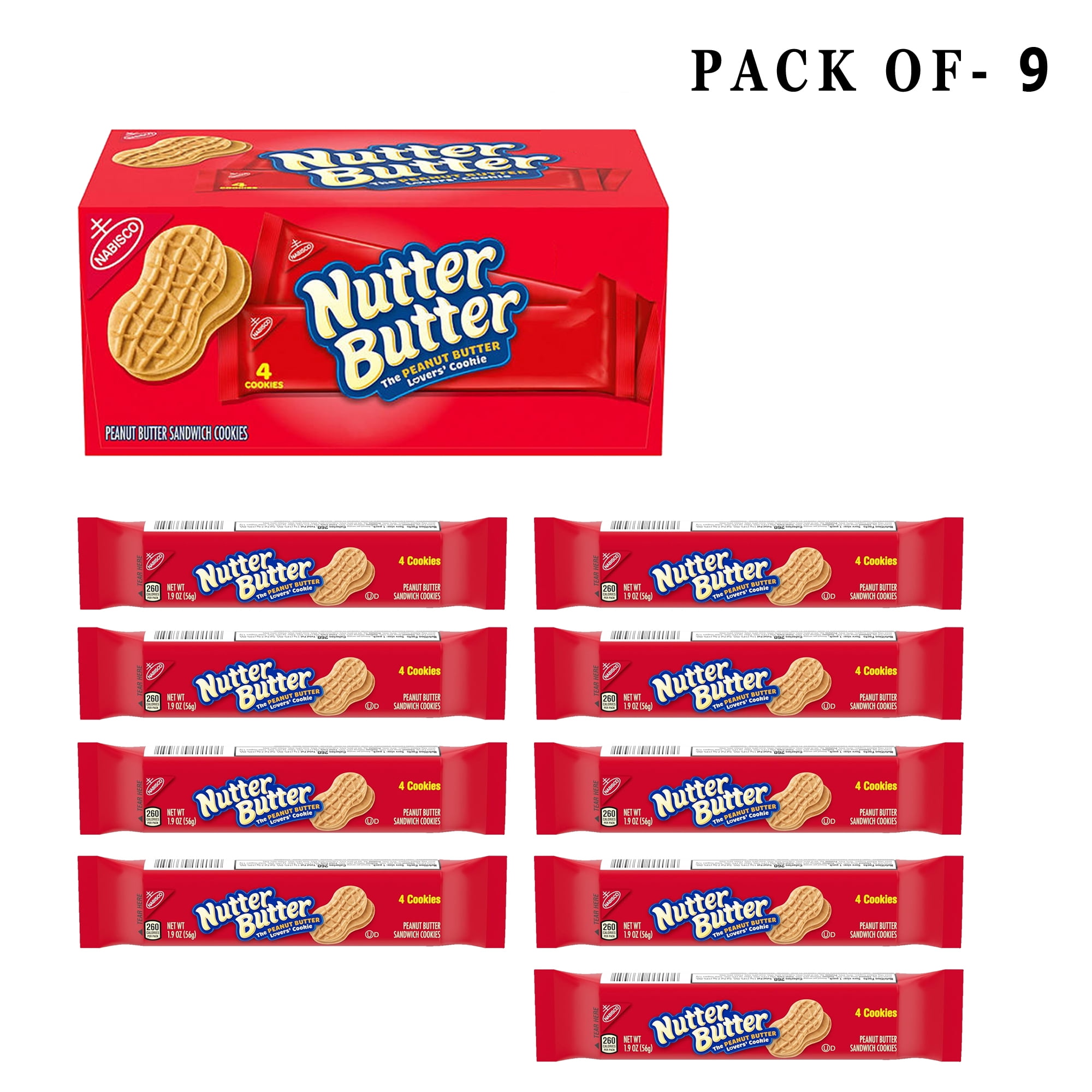 9 Pack Nutter Butter Peanut Butter Sandwich Cookies, 1.9 Oz Per Bar | Buy From GOLDENROW
