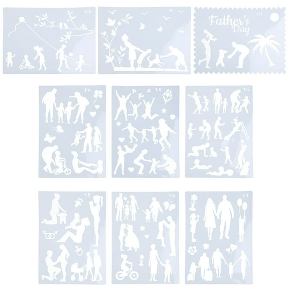 9 Pack Painting Stencils Reusable Parent-Child Drawing Templates for Lovers Women Men Students