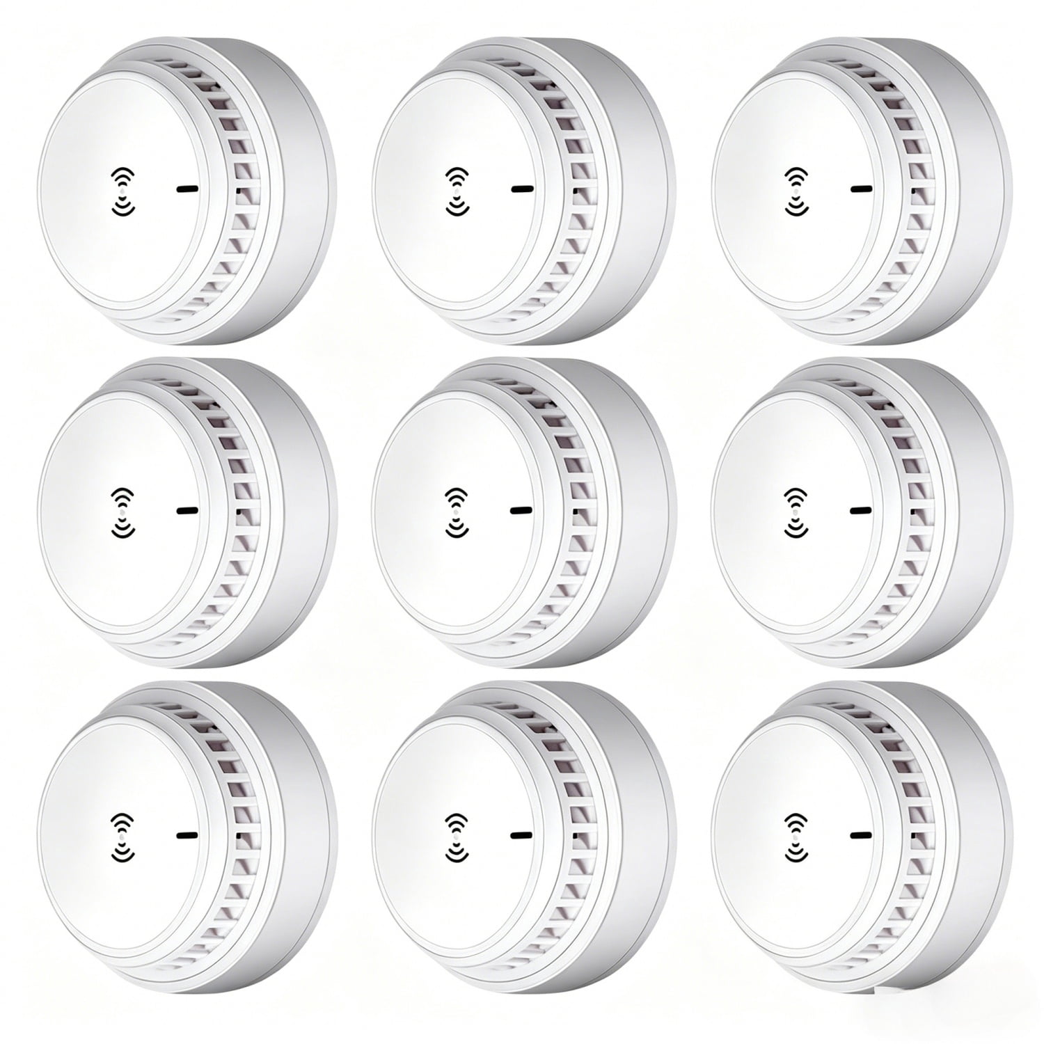 9 Pack Photoelectric Smoke Alarm Detector, Home Fire Safety Sensor Alert, 3V AA Battery Operated, No Wiring Required