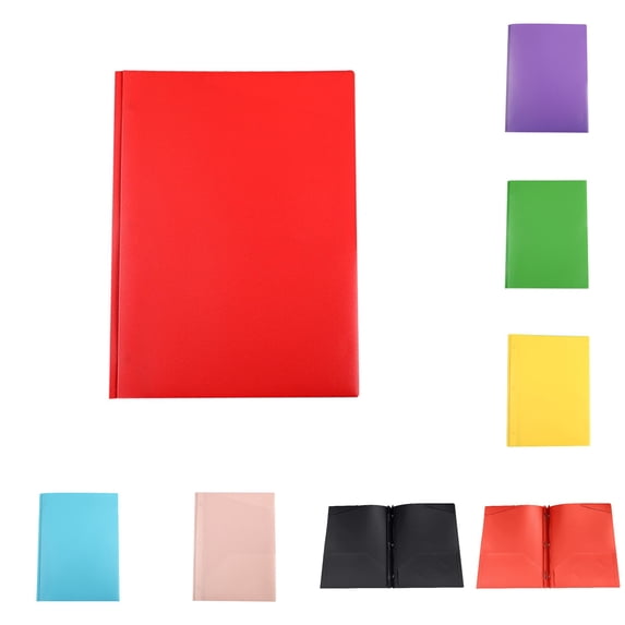 9 Pack Plastic Folders with Pockets, Heavy Duty 2-Pocket Folders with Card Slot for Business Office and School, Standard Letter Size, Colored File Folder Back to School Supplies, Pink
