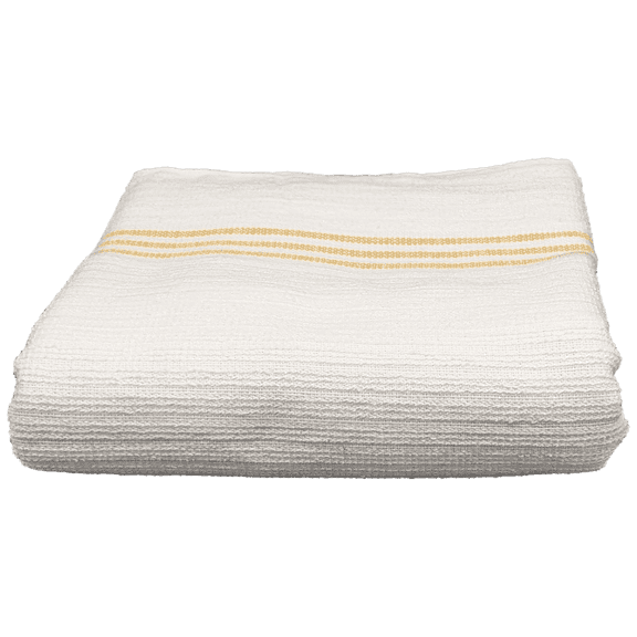 9 Pack Poolside Beach Pool Spa Towels Triple Gold Stripe/White 100% Cotton 30" x 60"