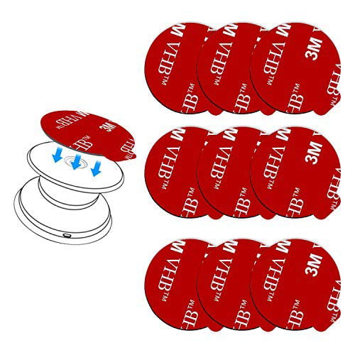 9 Pack Pops Sticky Adhesive for Socket Mount Base, pop-tech VHB 3M Sticker Pads for Phone Collapsible Grip & Stand Back - 9pcs 35mm Double Tapes & 4pcs Alcohol Prep