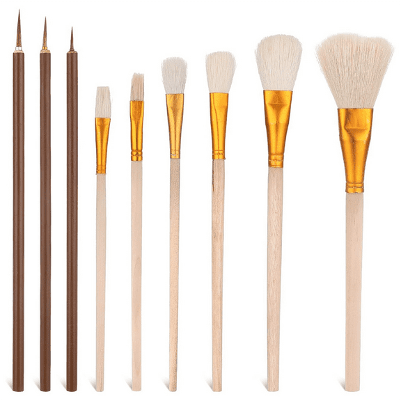 9 Pack Pottery Glaze Brushes Set for , Acrylic Painting Watercolor, and Oil - Ceramic Brush