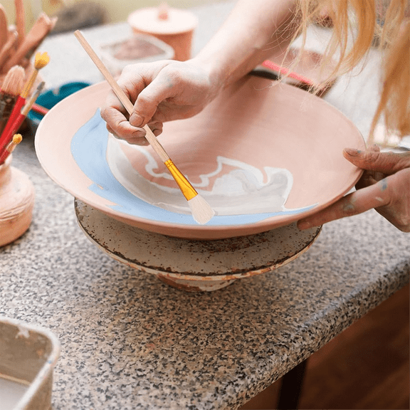 9 Pack Pottery Glaze Brushes Set for Pottery , Acrylic Painting , Watercolor, and Oil Painting - Ceramic Brush Set