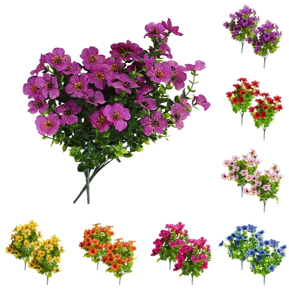 9-Pack Realistic Artificial Colored Flowers for Outdoor Spring Decor, UV-Resistant Faux Plants for Courtyard Gardens Flower Pots, No Maintenance, Assorted Colors, By VINOIC