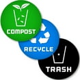 thumbnail image 1 of 9 Pack Recycle Logo Compost and Trash can Sticker to Organize Your Trash - for Garbage containers and Recycle Bins - Premium Vinyl Decal (Compost, XSmall), 1 of 8