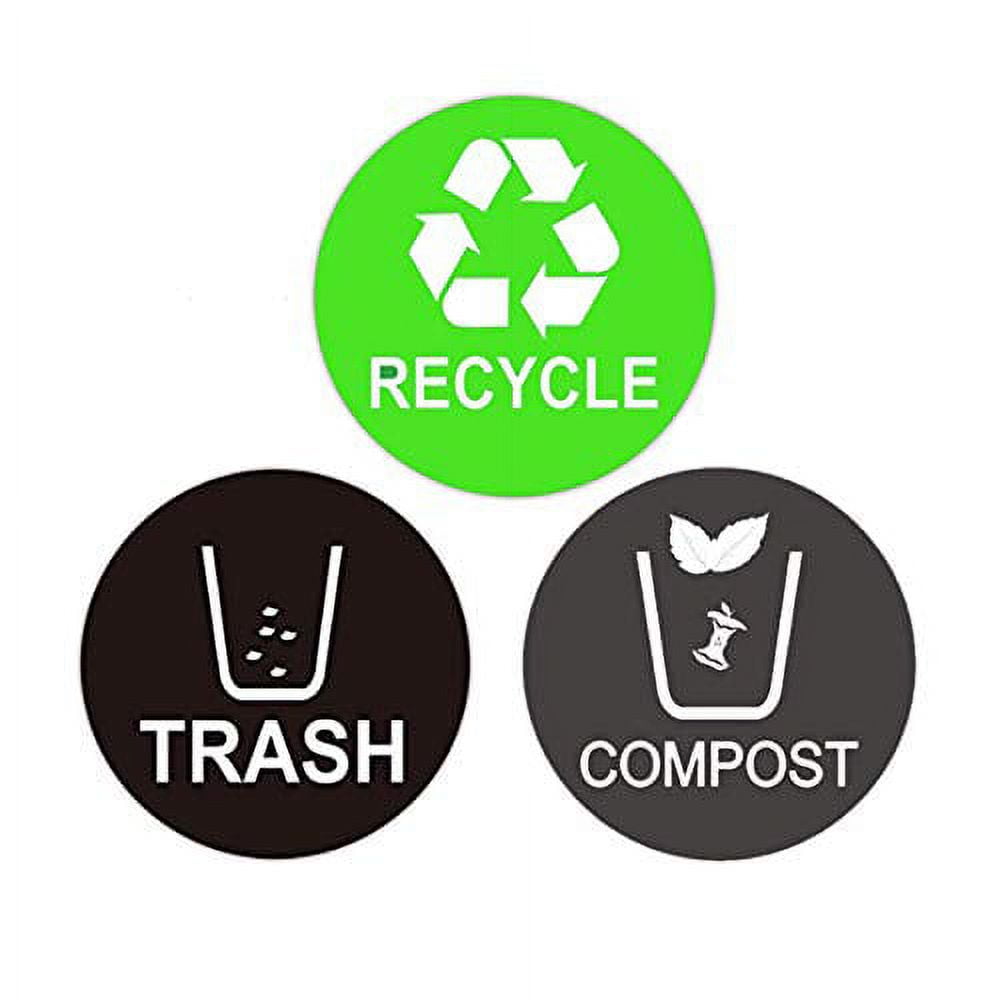 9 Pack Recycle, Trash & Compost Logo Stickers Organize & Coordinate Garbage Waste from