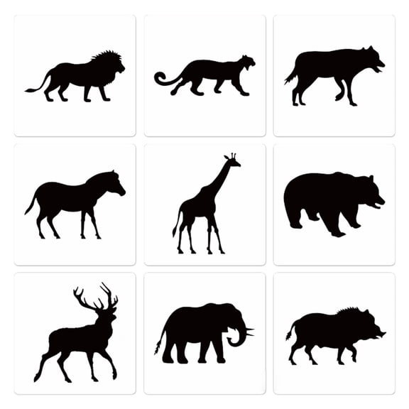9 Pack Reusable Theme Painting Stencils Silhouette Drawing Templates Hollow for Lover Kids Boys Girls Student