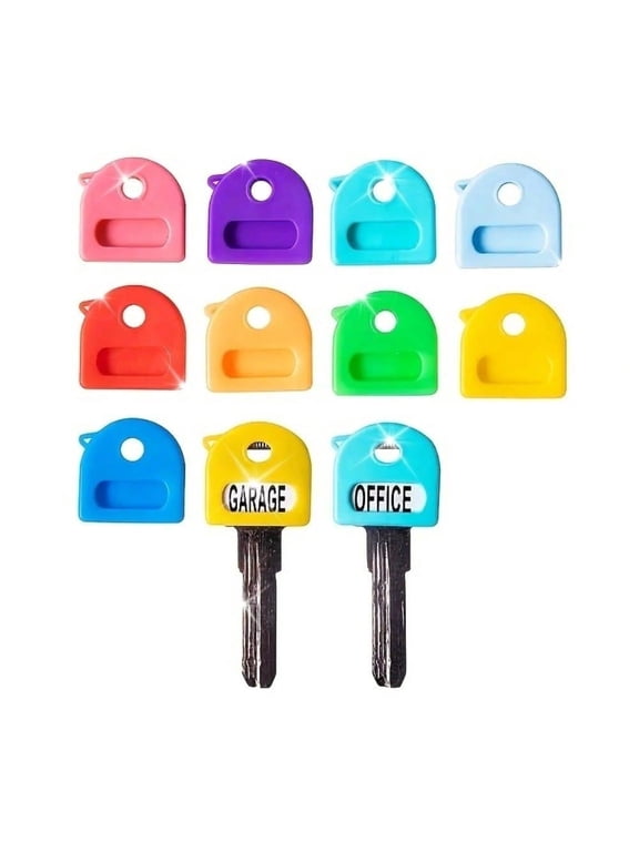 9-Pack Silicone Key Covers - Stretchy Color-Coded Caps & Key Identifiers for House/Office Keys (Standard Size)