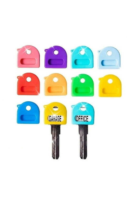 9-Pack Silicone Key Covers - Stretchy Color-Coded Caps & Key Identifiers for House/Office Keys (Standard Size)