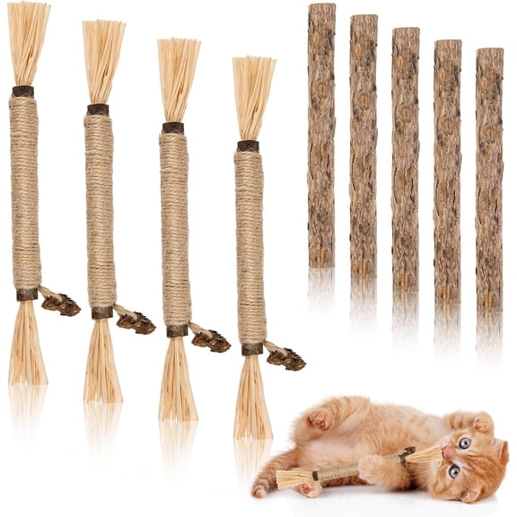 9 Pack Silvervine Sticks for Cats, Natural Cat Chew Stick Cat Toys Set,  Dental Care Cat Treat for Indoor Cats/Kittens Dental Care Teeth Cleaning/Play