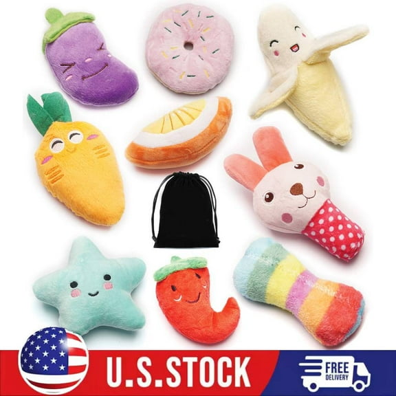 9 Pack Small Dogs Puppy Squeaky Dog Toys Plush Stuffed Teething Chew Toys