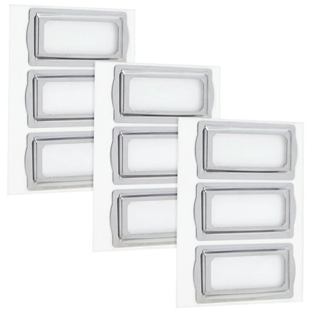 9 Pack Small Self Adhesive Metal Bookplates for Books, Drawers, Horizontal Label Holder for Drawer, File Cabinet, Shelves, Classroom, Library, Office (2 x 1 Inches)