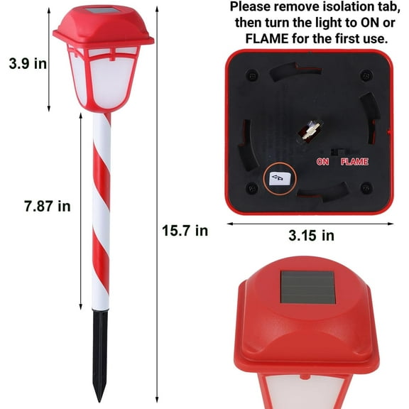 9 Pack Solar Flame Torch Lights, Flickering Flame Christmas Pathway Markers, Auto On/Off Candy Cane Lights for Xmas Patio Yard Walkway Driveway$$Tools & Hardware Other