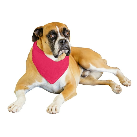 9 Pack Solid Polyester Dog Neckerchief Triangle Bibs - Extra Large (Hot Pink)