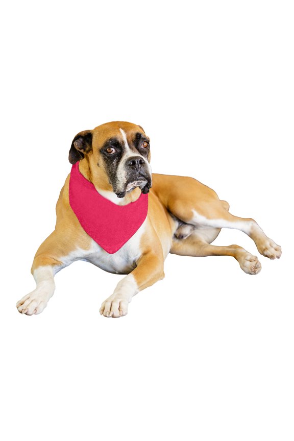 9 Pack Solid Polyester Dog Neckerchief Triangle Bibs  - Extra Large (Hot Pink)