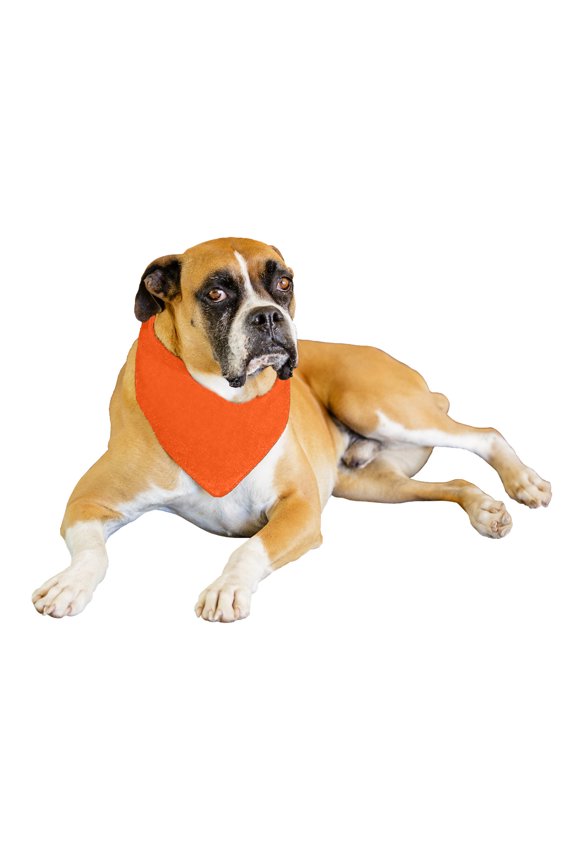9 Pack Solid Polyester Dog Neckerchief Triangle Bibs  - Extra Large (Orange)