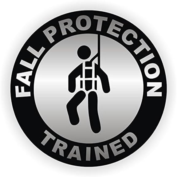 9 Pack - StickerDad Fall Protection Trained Vinyl Hard Hat Helmet decal - (size: 2" color: BLACK/SILVER)- Hard Hat, Helmet, Windows, Walls, Bumpers, Laptop, Lockers, etc.