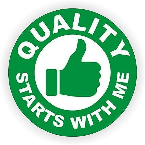 9 Pack - StickerDad® QUALITY STARTS WITH ME - size: 2" ROUND color: GREEN/WHITE - Full Color Printed Sticker - Hard Hat, Helmet, Windows, Walls, Bumpers, Laptop, Lockers, etc.