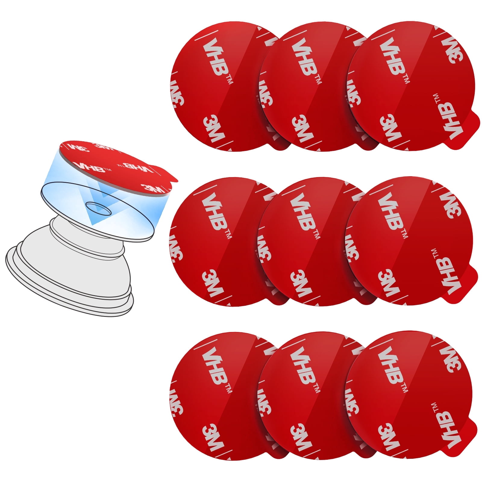 Pop-Tech 9 Pack 3M VHB Adhesive Stickers for Socket Mount Base