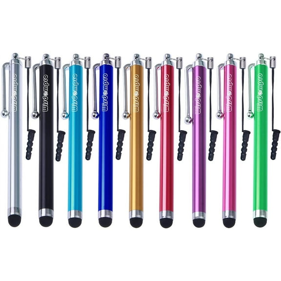 9 Pack Stylus Pens, Bundle of 4.4 inch Colourful Universal Styli with Lanyard Tether for Capacitive Touch Screen iPads, Tablets, iPhones, Samsung Galaxy Note/Tab and more (9 Colours)