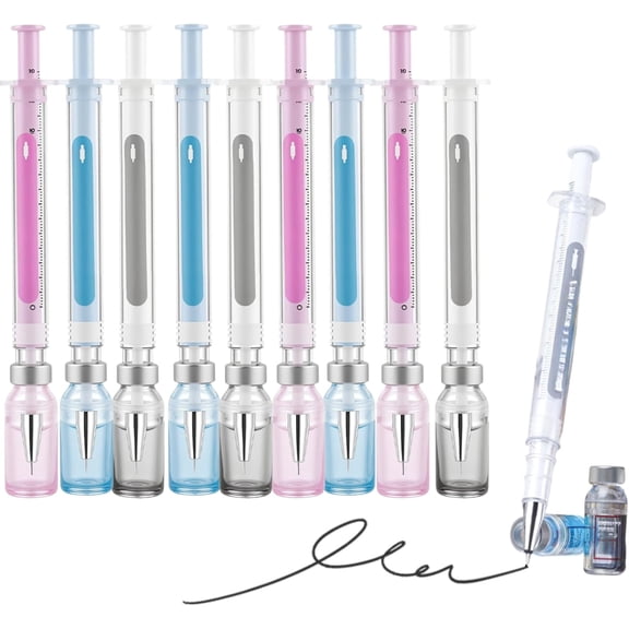 Syringe Shaped Ink Pens, 2026 New Creative Syringe Shaped Gel Pen for Funny, Novelty Ballpoint Pens for Office Supplies, 0.38mm Black Neutral Pen, Pen Body Color Random (9)