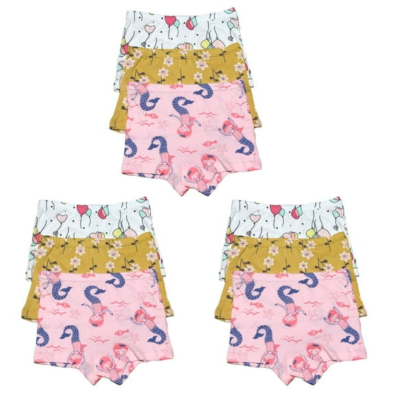9 Pack Toddler Little Girls Kids Cotton Boxer Briefs Underwear Panties Size 2T 3T 4T 5T 6T 7T
