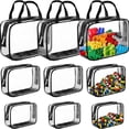 thumbnail image 1 of 9 Pack Toiletry Storage Bags, PVC Plastic Zipper Pouches with Handle, Waterproof Transparent Makeup Organizer Bag Board Game Puzzle Book Building Blocks, 1 of 6