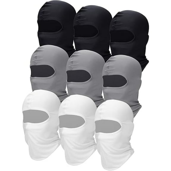 9 Pack UV Protective Balaclava, Breathable Elastic Ski Mask & Neck Gaiter, All-Season Face Cover for Motorcycle, Fishing, Camping, Men and Women