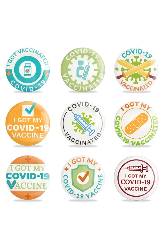 9 Pack Vaccine Button Pins I Got My Vaccinated Covid-19 Buttons for Men's Women's Brooches or Doctors Nurses Hospitals 2-1/4 InchDIY
