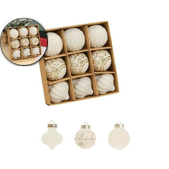 9-Pack Velvet Christmas Ball Ornaments, 2.3 Inch Flocked Christmas Ornaments Hanging Shatterproof Plastic Ball Decorations for Xmas Tree, Holiday, Wedding, Party