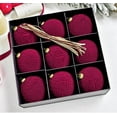 thumbnail image 1 of 9-Pack Velvet Flocked Christmas Ornaments - 3.93in Antique Style Hanging Balls for Tree Decor(Wine), 1 of 1