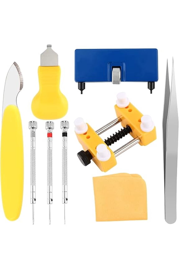 9Pcs Watch Repair Kit, Watch Battery Replacement Tool Set with Adjustable Case Opener and Back Remover for Diy Maintenance