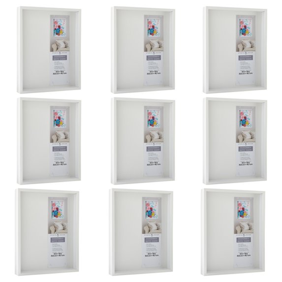 14" x 18" White Flat Shadow Box by Studio Decor - Memory Box Display Case for Keepsakes - Mementos - and Memorabilia - Bulk 9 Pack