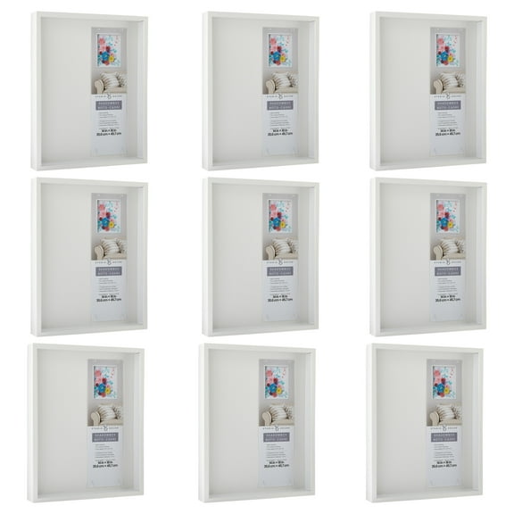 14" x 18" White Flat Shadow Box by Studio Decor - Memory Box Display Case for Keepsakes - Mementos - and Memorabilia - Bulk 9 Pack