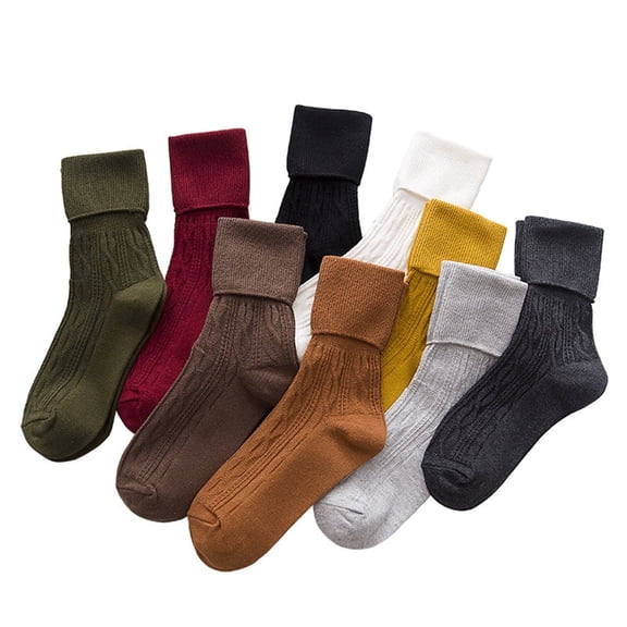 Women Crew Socks Solid Color Boot Socks for Women Girls Ladies 9 Pack