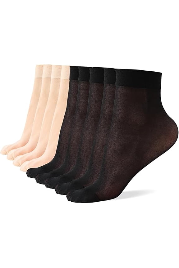 9 Pack Women Sheer Nylon Ankle Socks, Soft Silky Breathable Invisible Thin Hosiery Daily Casual Short Socks