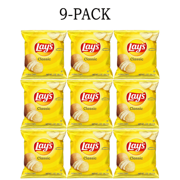 9 Packet Lay's Classic Potato Chips Crispy Gluten free and Easy to carry Potato snacks